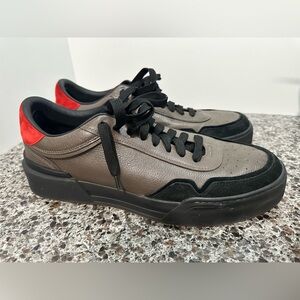 Dolce & Gabbana Portofino Gray and Black Sneakers with Red Heel